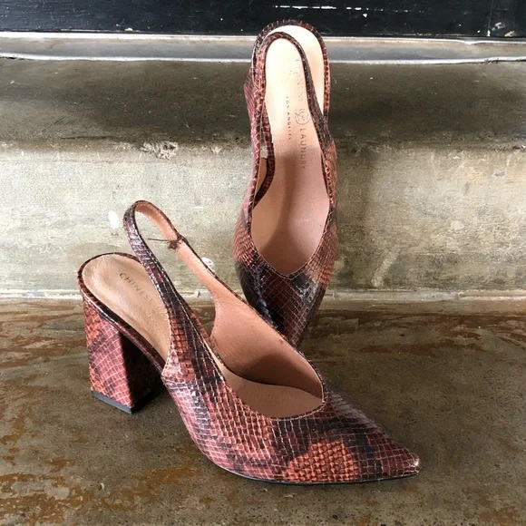 Chinese Laundry pink snake sling back pump - Picture 1 of 11